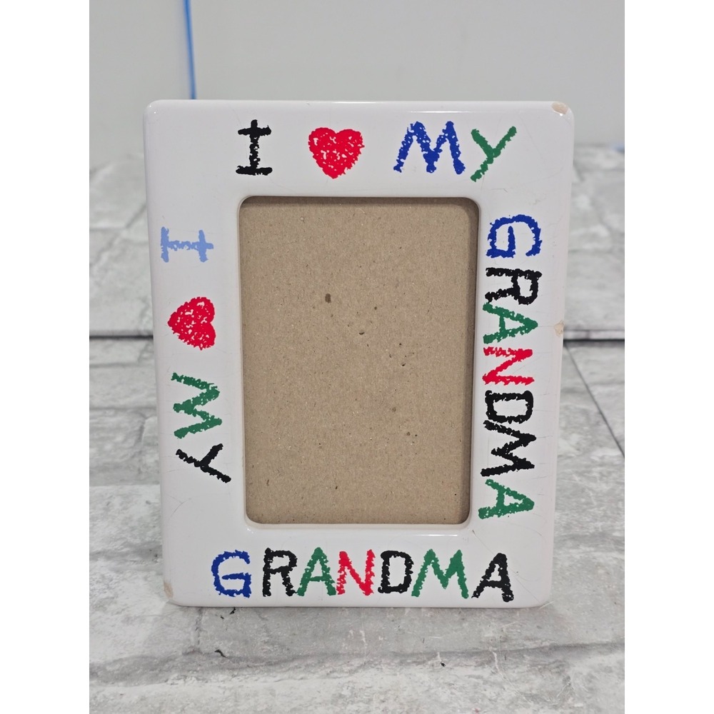 VTG 1988 I Love My Grandma Colorful Ceramic Picture Frame Holds‎ 4x6 Photo